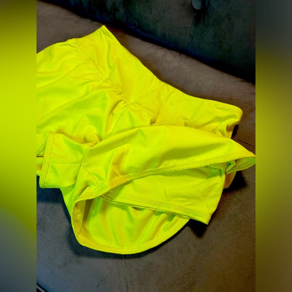 3/$10! Small neon yellow two layerd shorts